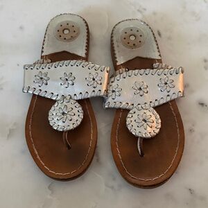 Jack Rogers Silver and Tan Sandals